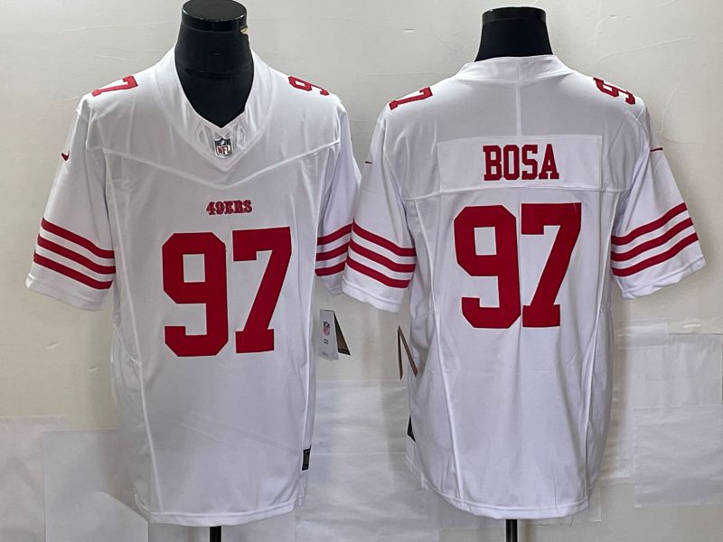 Men San Francisco 49ers 97 Bosa White 2023 Nike Vapor Limited NFL Jersey style 2